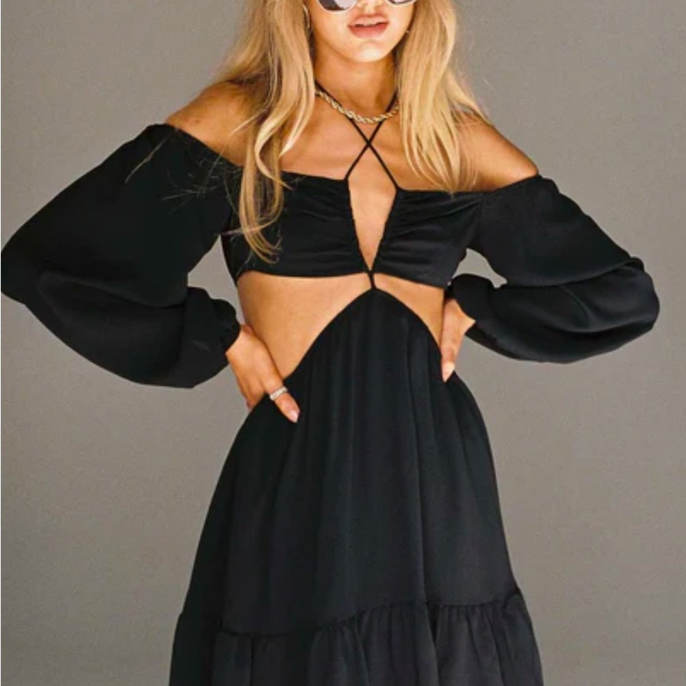 Princess Polly Black Cut Out Tiered Sundress
